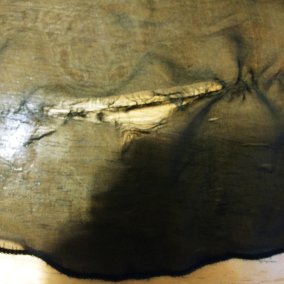 ABS Allen Schwartz Silk & Lace Gown Blk & Nude, Sz 8 torn hem - Picture 12 of 13